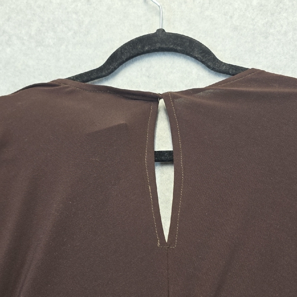 Mesmerize Brown Fit & Flare Midi Dress S NWT 3/4 Sleeve Wrap Style - Picture 10 of 11